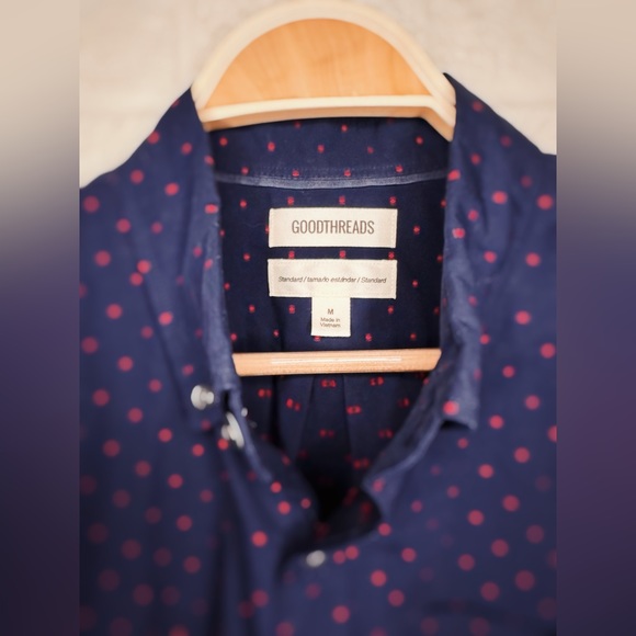 Men's Short-Sleeve Shirt: Navy & Red - Picture 2 of 6